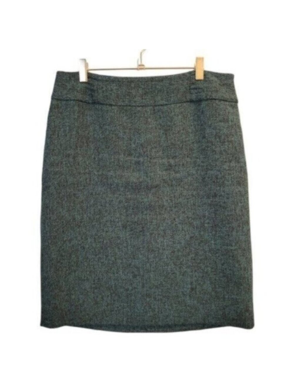 Classiques entier | Tweed Pencil Office Skirt Teal Green Blue